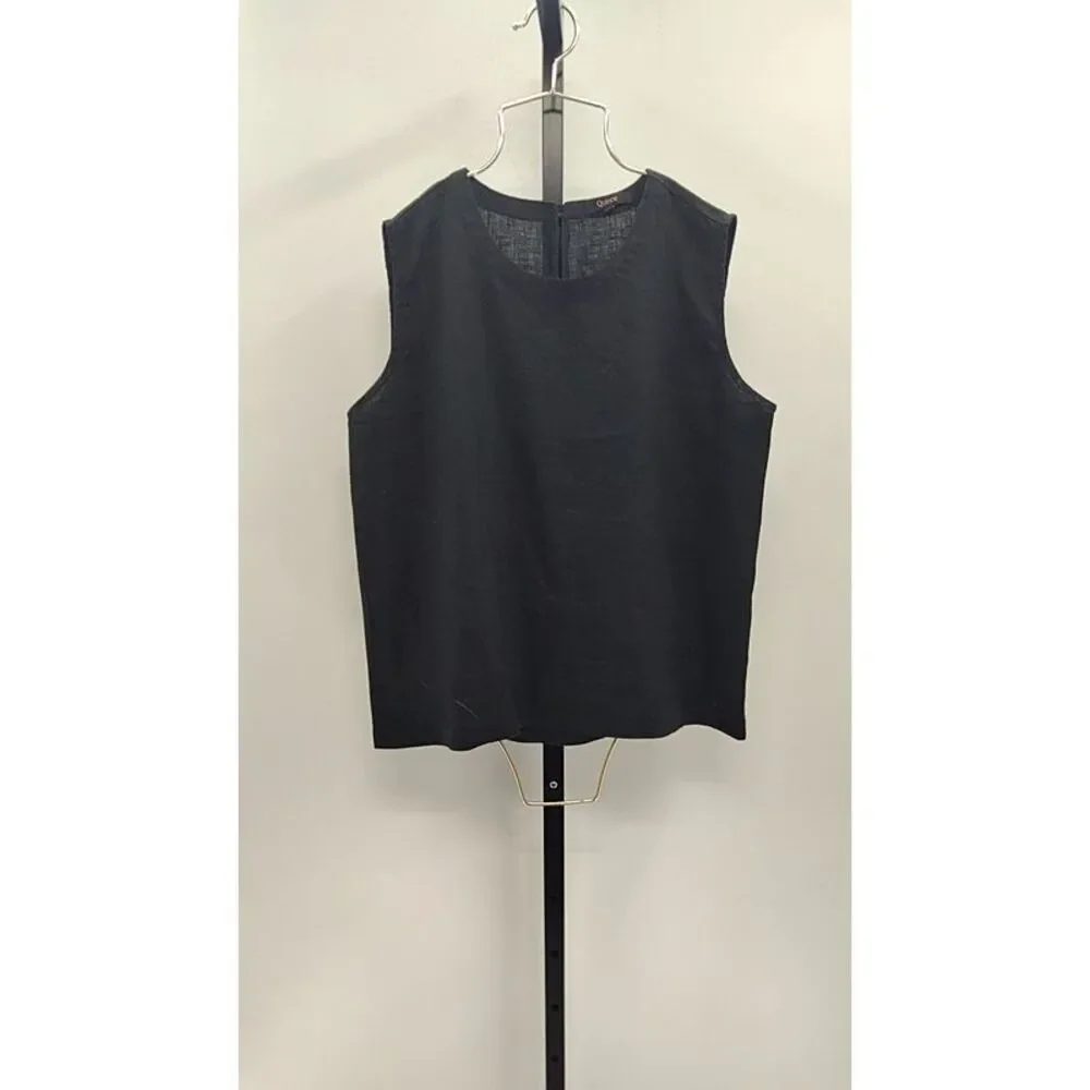 Quince Women 100% European Linen Tank Black Sleeved Top M - Picture 2 of 3